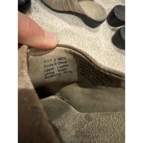 Croft & Barrow Clogs Dress Shoes Taupe & Grey Suede Womens Size 6 Leather Upper - Picture 8 of 9